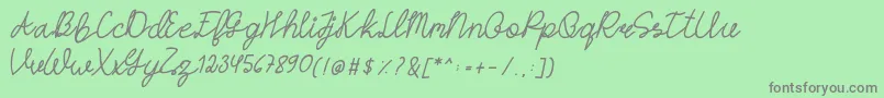 フォントHASTONScript – 緑の背景に灰色の文字