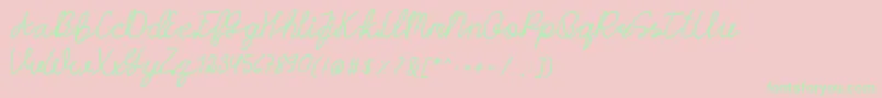 HASTONScript-Schriftart – Grüne Schriften auf rosa Hintergrund