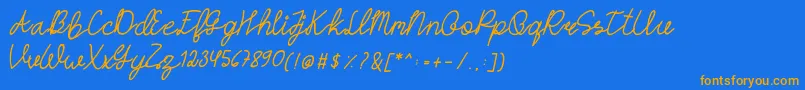 HASTONScript Font – Orange Fonts on Blue Background