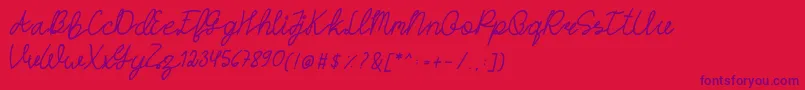 HASTONScript Font – Purple Fonts on Red Background