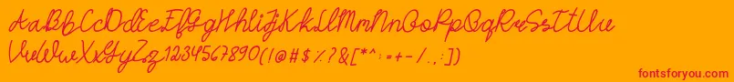 HASTONScript-Schriftart – Rote Schriften auf orangefarbenem Hintergrund