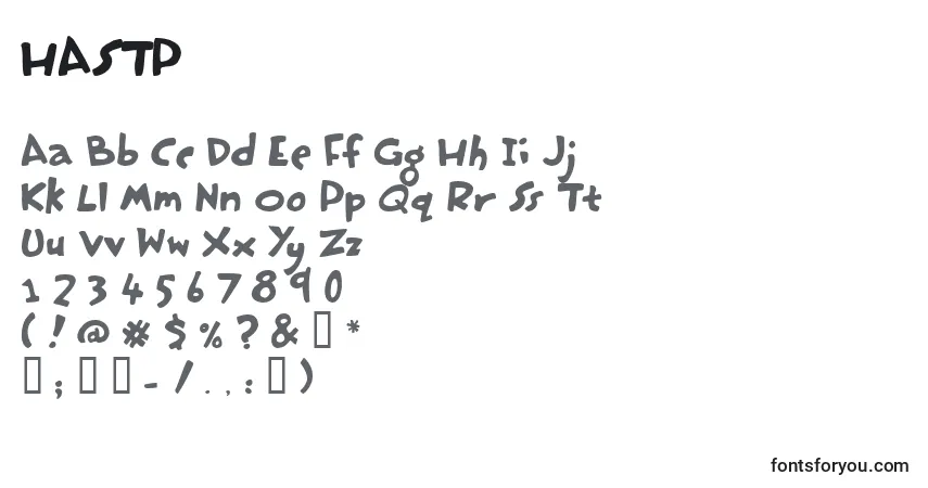 A fonte HASTP    (129150) – alfabeto, números, caracteres especiais