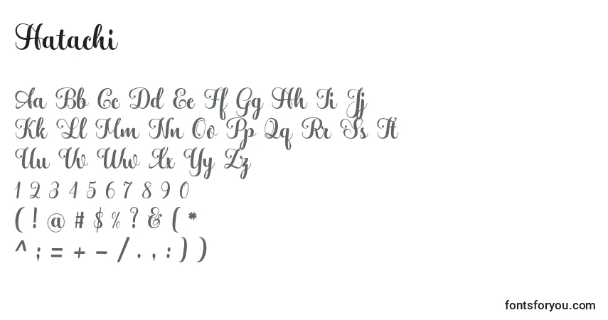 Schriftart Hatachi – Alphabet, Zahlen, spezielle Symbole