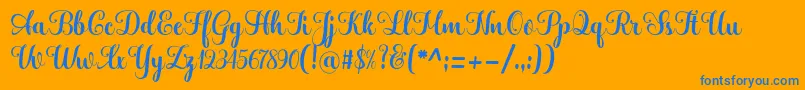 Hatachi-Schriftart – Blaue Schriften auf orangefarbenem Hintergrund