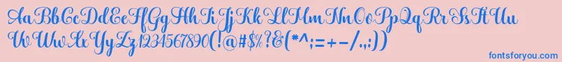 Hatachi Font – Blue Fonts on Pink Background