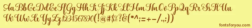 Hatachi-fontti – ruskeat fontit keltaisella taustalla
