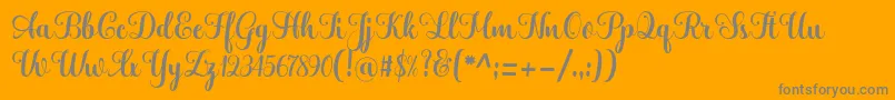 Hatachi-Schriftart – Graue Schriften auf orangefarbenem Hintergrund