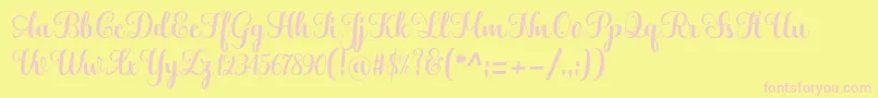 Hatachi-Schriftart – Rosa Schriften auf gelbem Hintergrund