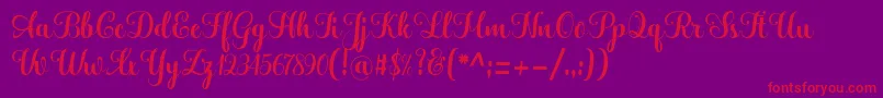 Hatachi-Schriftart – Rote Schriften auf violettem Hintergrund