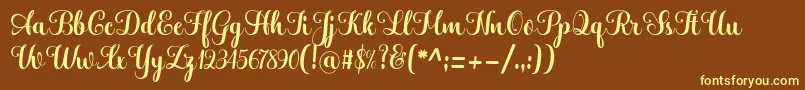 Hatachi Font – Yellow Fonts on Brown Background