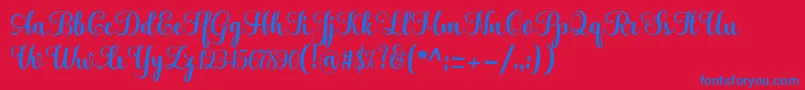 Hatachi-Schriftart – Blaue Schriften auf rotem Hintergrund