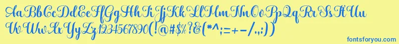 Hatachi Font – Blue Fonts on Yellow Background