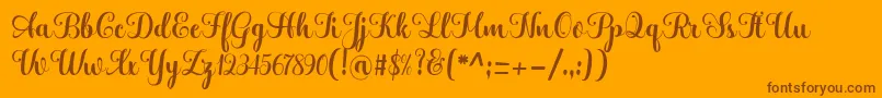 Hatachi-Schriftart – Braune Schriften auf orangefarbenem Hintergrund