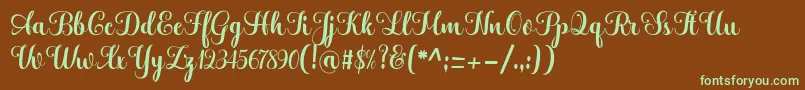 Hatachi Font – Green Fonts on Brown Background