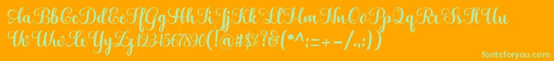 Hatachi-Schriftart – Grüne Schriften auf orangefarbenem Hintergrund