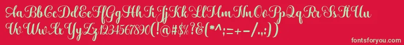 Hatachi-Schriftart – Grüne Schriften auf rotem Hintergrund