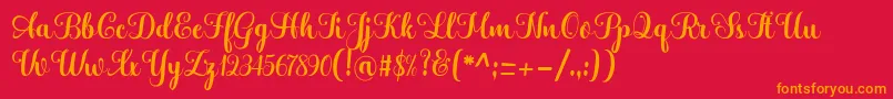 Hatachi Font – Orange Fonts on Red Background