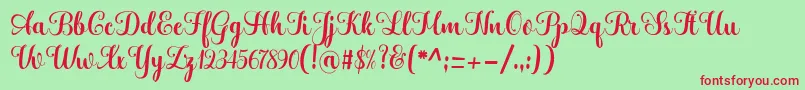 Hatachi Font – Red Fonts on Green Background