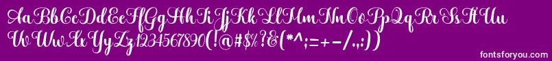 Weitere Informationen zur Hatachi-Schriftart Hatachi-Schriftart – Weiße Schriften auf violettem Hintergrund