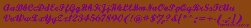 Hatteries-Schriftart – Violette Schriften auf braunem Hintergrund