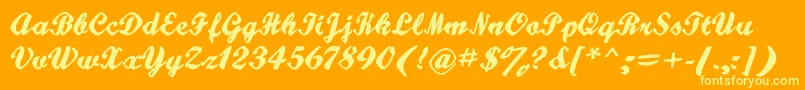 Hatteries Font – Yellow Fonts on Orange Background