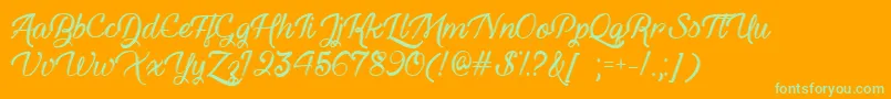 Haunted Eyes  -Schriftart – Grüne Schriften auf orangefarbenem Hintergrund