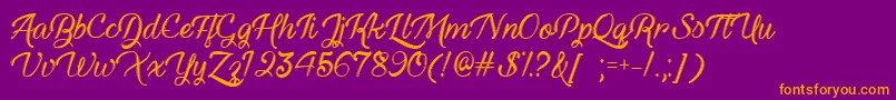 Haunted Eyes  -Schriftart – Orangefarbene Schriften auf violettem Hintergrund