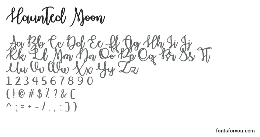 Шрифт Haunted Moon   – алфавит, цифры, специальные символы