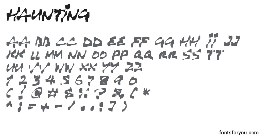 A fonte Haunting – alfabeto, números, caracteres especiais