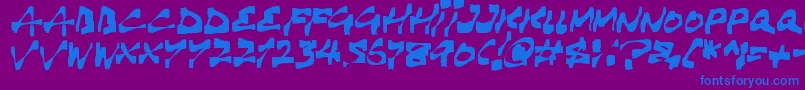 Haunting Font – Blue Fonts on Purple Background