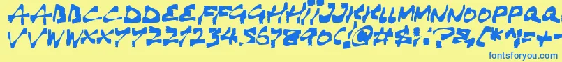 Haunting Font – Blue Fonts on Yellow Background