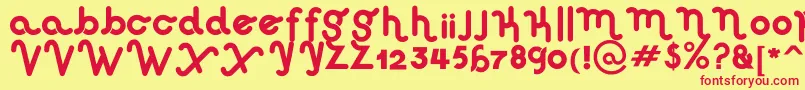 Haus Sweet  Haus Rounded Font – Red Fonts on Yellow Background