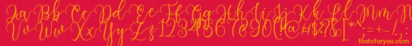 Having Fun Font by 7NTypes-Schriftart – Orangefarbene Schriften auf rotem Hintergrund