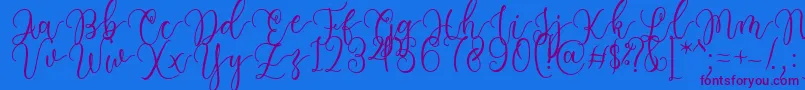 フォントHaving Fun Font by 7NTypes – 紫色のフォント、青い背景