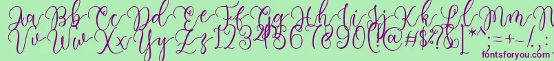 Having Fun Font by 7NTypes-Schriftart – Violette Schriften auf grünem Hintergrund