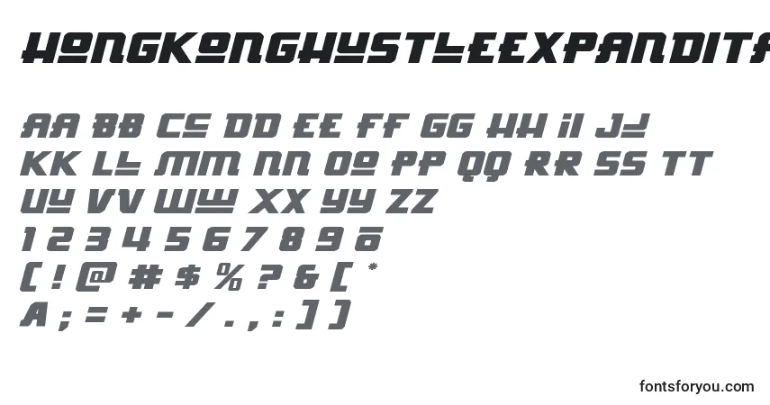 Hongkonghustleexpandital Font – alphabet, numbers, special characters