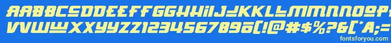 Hongkonghustleexpandital Font – Yellow Fonts on Blue Background