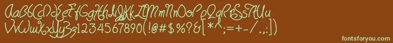 フォントHavingWrit Heavy – 緑色の文字が茶色の背景にあります。