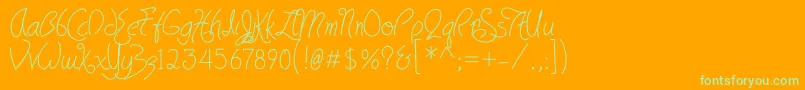 HavingWrit Font – Green Fonts on Orange Background