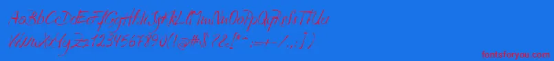 HAVLA   -Schriftart – Rote Schriften auf blauem Hintergrund