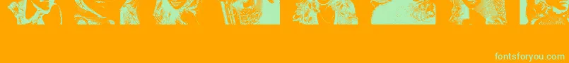 HaydenPanettiereBatsv1 5 demo-Schriftart – Grüne Schriften auf orangefarbenem Hintergrund