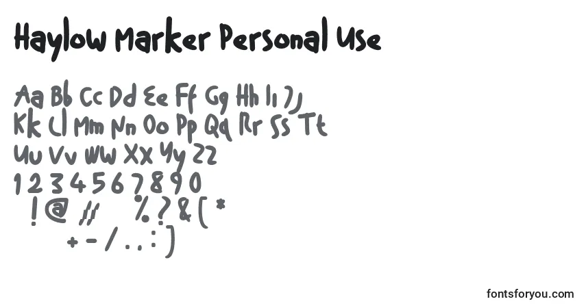 A fonte Haylow Marker Personal Use – alfabeto, números, caracteres especiais