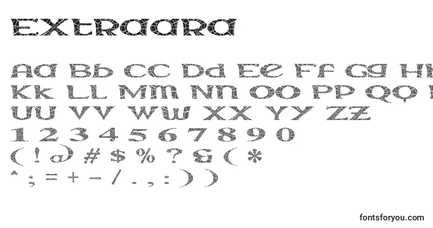 Czcionka Extraara – alfabet, cyfry, specjalne znaki