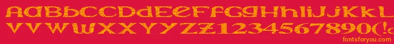 Fonte Extraara – fontes laranjas em um fundo vermelho
