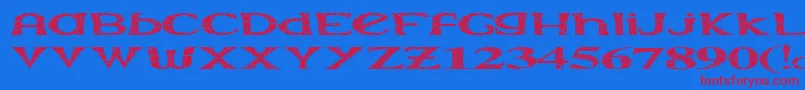 Extraara-Schriftart – Rote Schriften auf blauem Hintergrund