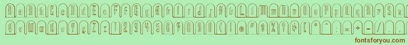 HE      -fontti – ruskeat fontit vihreällä taustalla