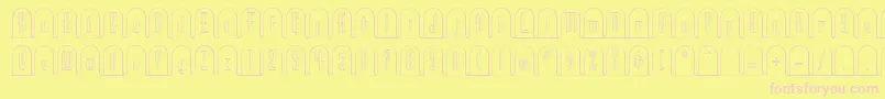 HE      -fontti – vaaleanpunaiset fontit keltaisella taustalla