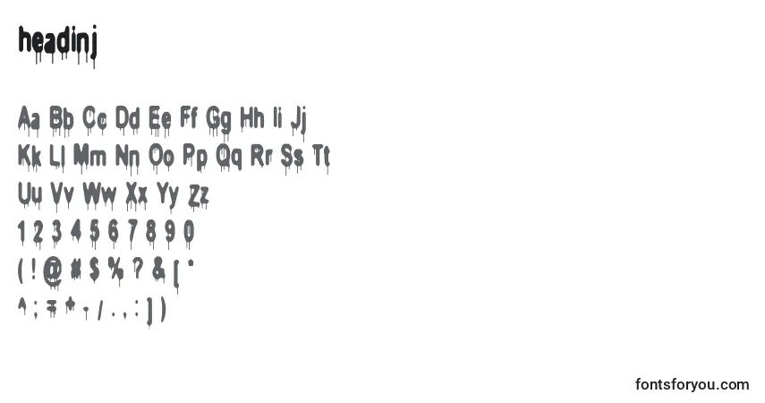 Schriftart Headinj     (129183) – Alphabet, Zahlen, spezielle Symbole