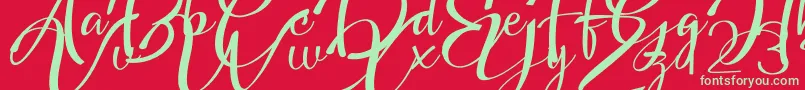 Fonte Headland Script – fontes verdes em um fundo vermelho