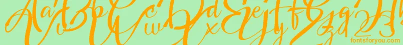 Шрифт Headland Script – оранжевые шрифты на зелёном фоне
